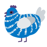blue sailor, a sapphire and mist chicken with a bar pattern