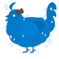 A sapphire chicken with a double-lace pattern