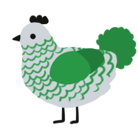A mist and viridian chicken with a lace pattern