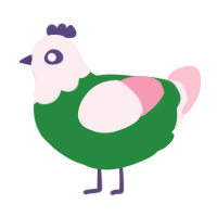 A viridian and rose chicken with a head pattern