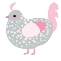 Locket, a silver and rose chicken with a speckle pattern