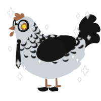 Remington, a mist and black chicken with a half-lace pattern
