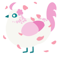 A white and pink chicken with a neck-speckle pattern