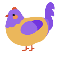 Irving, a honey and blurple chicken with a head pattern