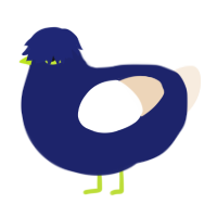 A navy and cream chicken