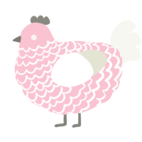 A rose and white chicken with a lace pattern