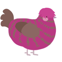 A amethyst and overcast chicken with a bar pattern