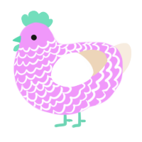 A lavender and cream chicken with a lace pattern