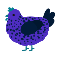 A indigo and tumblr chicken with a speckle pattern
