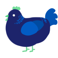 A navy and ultramarine chicken with a neck-band pattern