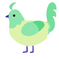 A apple and spring chicken with a head pattern