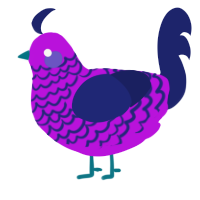 A amethyst and navy chicken with a lace pattern