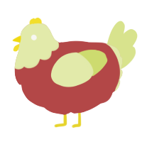 Red Apple, a red and lemon chicken with a head pattern