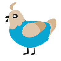 A cerulean and beige chicken with a head pattern