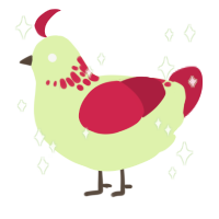 A apple and crimson chicken with a neck-speckle pattern