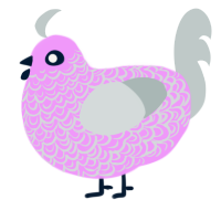 A lavender and silver chicken with a double-lace pattern