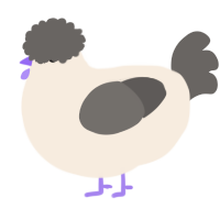 A cream and grey chicken