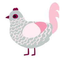A silver and rose chicken with a lace pattern