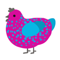 (unnamed), a fuchsia and cerulean chicken with a speckle pattern