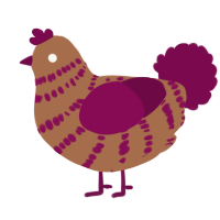 A brown and wine chicken with a bar pattern