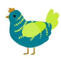 A sea and lime chicken with a half-bar pattern