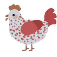 A mist and red chicken with a speckle pattern