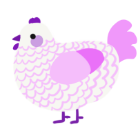 A white and lavender chicken with a lace pattern