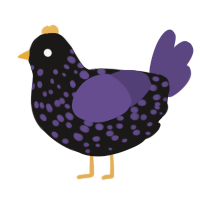 A sable and overcast chicken with a speckle pattern
