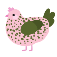 A rose and olive chicken with a speckle pattern