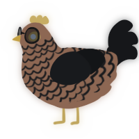 A brown and sable chicken with a lace pattern