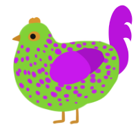 A grass and amethyst chicken with a speckle pattern