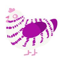 A white and plum chicken with a bar pattern