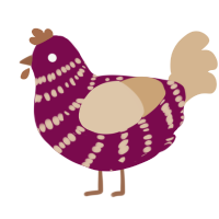 A wine and beige chicken with a bar pattern