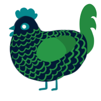 A tumblr and viridian chicken with a lace pattern