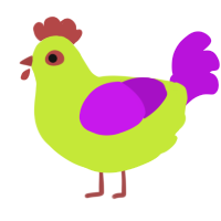 A lime and amethyst chicken