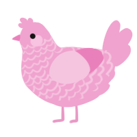 A pink chicken with a lace pattern