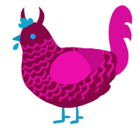 Tynkakota, a maroon and fuchsia chicken with a lace pattern