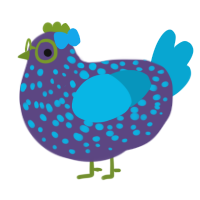 A overcast and cerulean chicken with a speckle pattern