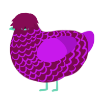 chonk chart, a wine and amethyst chicken with a lace pattern