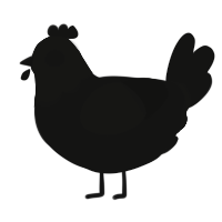 Buckles, a black chicken with a head pattern