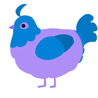 A lilac and sapphire chicken with a head pattern
