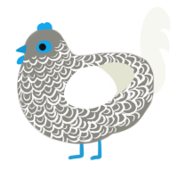 Yuki, a ash and white chicken with a double-lace pattern