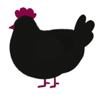 HARKNESS, a black chicken with a lace pattern