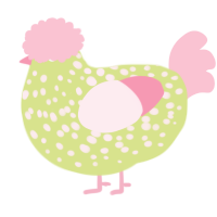 A lemon and rose chicken with a speckle pattern