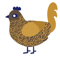 gilded turd, a bark and gold chicken with a double-lace pattern