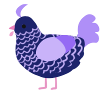 A navy and lilac chicken with a lace pattern