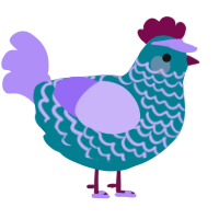 Fun Wine Aunt, a sea and lilac chicken with a lace pattern