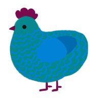 Dredge Moonfish, a teal and sapphire chicken with a lace pattern