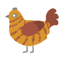 A orange and russet chicken with a bar pattern