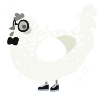 A white chicken with a half-lace pattern